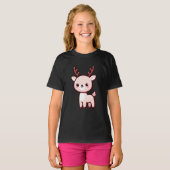 Schattigee Cartoon Kerstrendier T-shirt (Voorkant volledig)