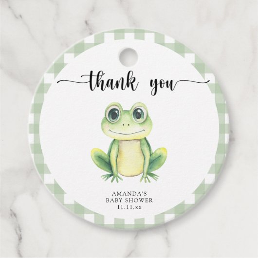 Schattigee cartoon kikker baby shower Dank u Bedankjes Labels (Voorkant)
