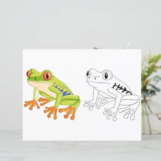 Schattigee Cartoon kikker kleurplaat (Staand voorkant)