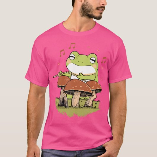 Schattigee Cartoon kikker spelen op trommelpaddens T-shirt (Voorkant)