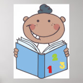 Schattigee Cartoon Kind Een Nummerboek Lezen Poster (Voorkant)