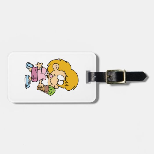 Schattigee Cartoon Kind Eten Ice Cream Cone Bagagelabel (Voorkant horizontaal)