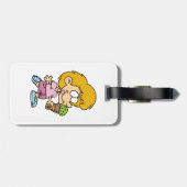 Schattigee Cartoon Kind Eten Ice Cream Cone Bagagelabel (Achterkant horizontaal)