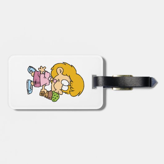 Schattigee Cartoon Kind Eten Ice Cream Cone Bagagelabel (Achterkant horizontaal)