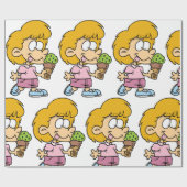 Schattigee Cartoon Kind Eten Ice Cream Cone Cadeaupapier (Vlak)