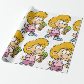 Schattigee Cartoon Kind Eten Ice Cream Cone Cadeaupapier (Uitgerold)