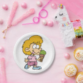 Schattigee Cartoon Kind Eten Ice Cream Cone Papieren Bordje (Feest)