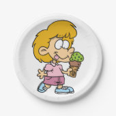 Schattigee Cartoon Kind Eten Ice Cream Cone Papieren Bordje (Voorkant)