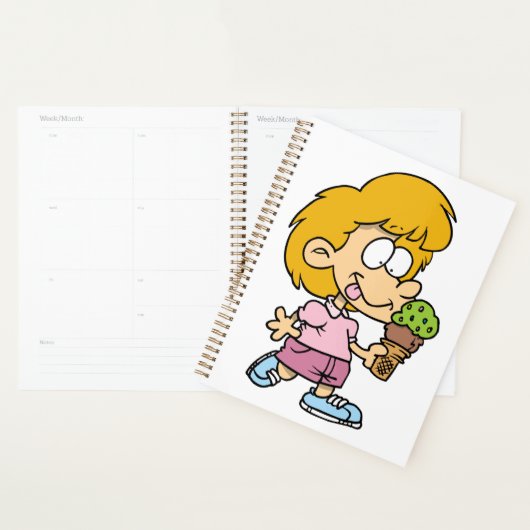 Schattigee Cartoon Kind Eten Ice Cream Cone Planner (Display)