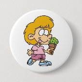 Schattigee Cartoon Kind Eten Ice Cream Cone Ronde Button 7,6 Cm (Voorkant)
