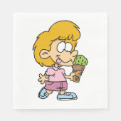 Schattigee Cartoon Kind Eten Ice Cream Cone Servet (Voorkant)