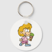 Schattigee Cartoon Kind Eten Ice Cream Cone Sleutelhanger (Achterkant)