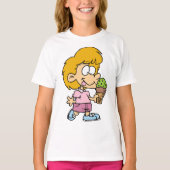 Schattigee Cartoon Kind Eten Ice Cream Cone T-shirt (Voorkant)