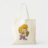 Schattigee Cartoon Kind Eten Ice Cream Cone Tote Bag (Voorkant)