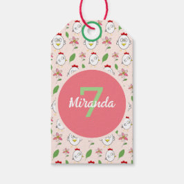 Schattigee Cartoon Kip Illustratie Cadeaulabel