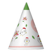 Schattigee Cartoon Kip Illustratie Feesthoedjes (Links)