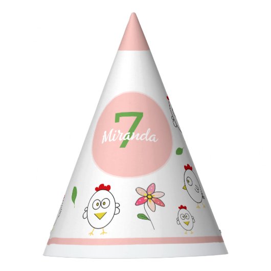 Schattigee Cartoon Kip Illustratie Feesthoedjes (Voorkant)