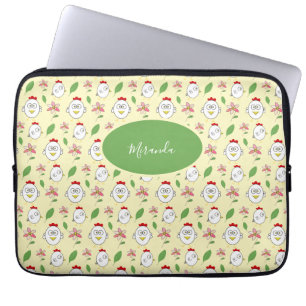 Schattigee Cartoon Kip Illustratie Laptop Sleeve