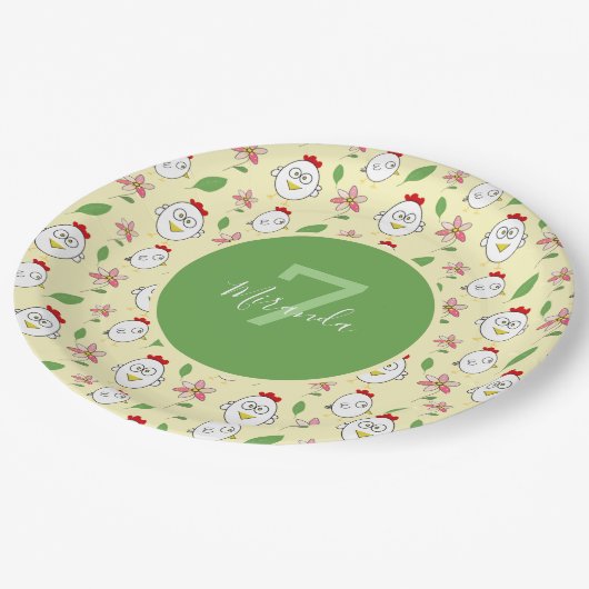 Schattigee Cartoon Kip Illustratie Papieren Bordje (Gekanteld)