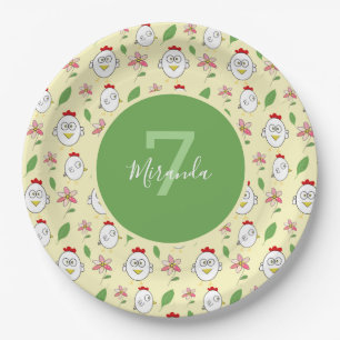 Schattigee Cartoon Kip Illustratie Papieren Bordje