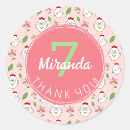 Schattigee Cartoon Kip Illustratie Ronde Sticker