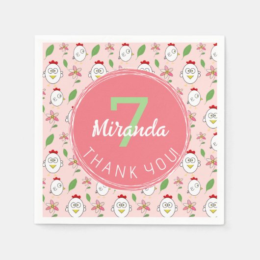 Schattigee Cartoon Kip Illustratie Servet (Voorkant)