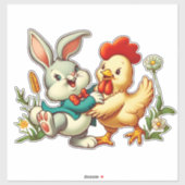Schattigee, cartoon Kip & Konijn Sticker (Vel)