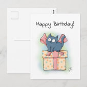 Schattigee Cartoon kitten op geschenkdoos Happy Bi Briefkaart (Voorkant / Achterkant)