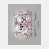 Schattigee Cartoon Koala Lovers Hart Valentijn's D Fleece Deken (Voorkant)