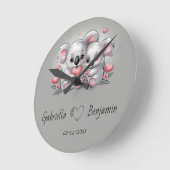 Schattigee Cartoon Koala Lovers Hart Valentijn's D Ronde Klok (Hoek)