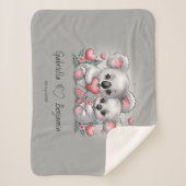 Schattigee Cartoon Koala Lovers Hart Valentijn's D Sherpa Deken (Voorkant)