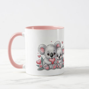 Schattigee Cartoon Koala Lovers Hearts Valentijn's Mok