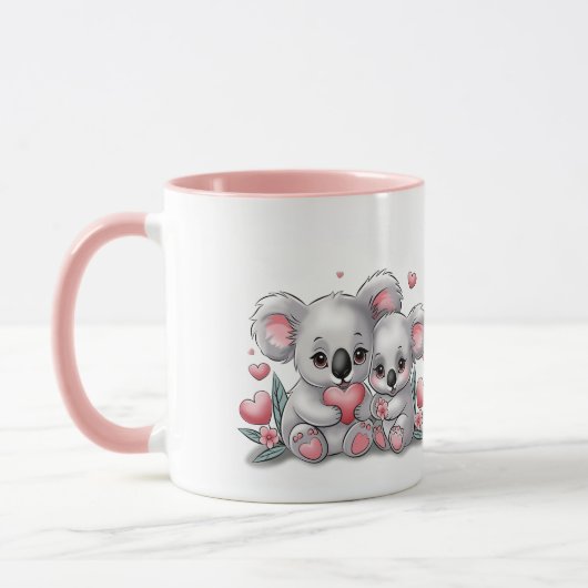 Schattigee Cartoon Koala Lovers Hearts Valentijn's Mok (Links)