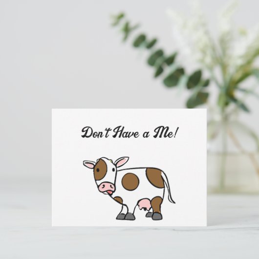 Schattigee Cartoon Koe Bruin en Wit Boerderij Dier Briefkaart (Staand voorkant)