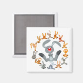 Schattigee Cartoon Konijnen Mandala Magnet (Voorkant / Achterkant)