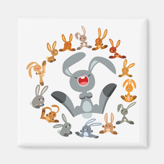 Schattigee Cartoon Konijnen Mandala Magnet (Voorkant)