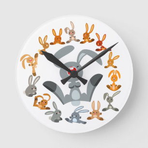 Schattigee Cartoon Konijnen Mandala Wandklok