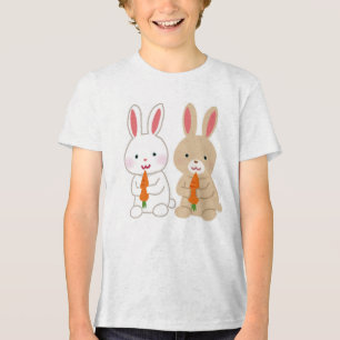 Schattigee Cartoon konijnen met wortelen Tri-Blend Shirt