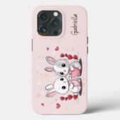 Schattigee Cartoon Konijnenliefhebbers Hart Valent Case-Mate iPhone Case (Achterkant)