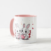 Schattigee Cartoon Konijnenliefhebbers Harten Vale Mok (Voorkant links)