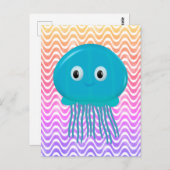 Schattigee Cartoon kwal in kleurrijke oceaan Briefkaart (Voorkant / Achterkant)