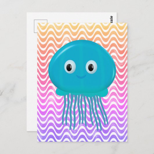 Schattigee Cartoon kwal in kleurrijke oceaan Briefkaart (Voorkant / Achterkant)