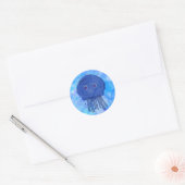 Schattigee Cartoon kwallen in blauwe oceaan Waterv Ronde Sticker (Envelop)