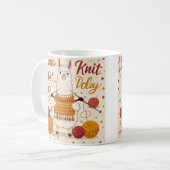 Schattigee Cartoon lama met een gebreide sjaal Koffiemok (Voorkant links)