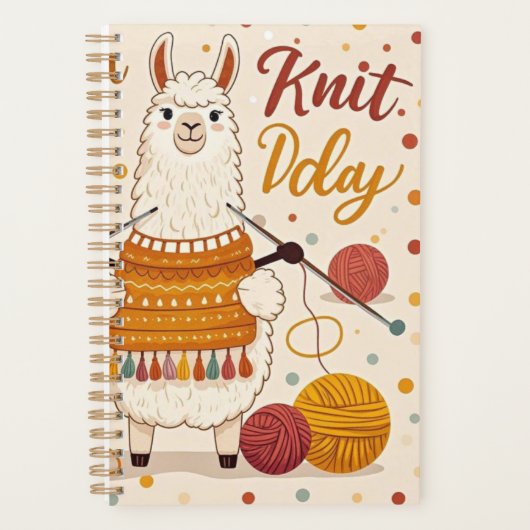 Schattigee Cartoon lama met een gebreide sjaal Planner (Voorkant)