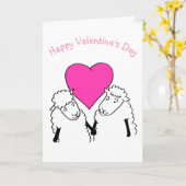 Schattigee Cartoon lammeren Valentijn Kaart (Gele Bloem)