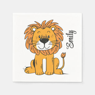 Schattigee cartoon leeuw decoratie servet