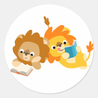 Schattigee Cartoon Leeuw Readers sticker
