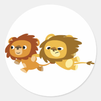 Schattigee Cartoon Leeuwen in een haast Sticker