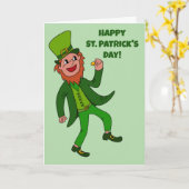 Schattigee Cartoon Leprechaun St. Patrick's Day Kaart (Gele Bloem)